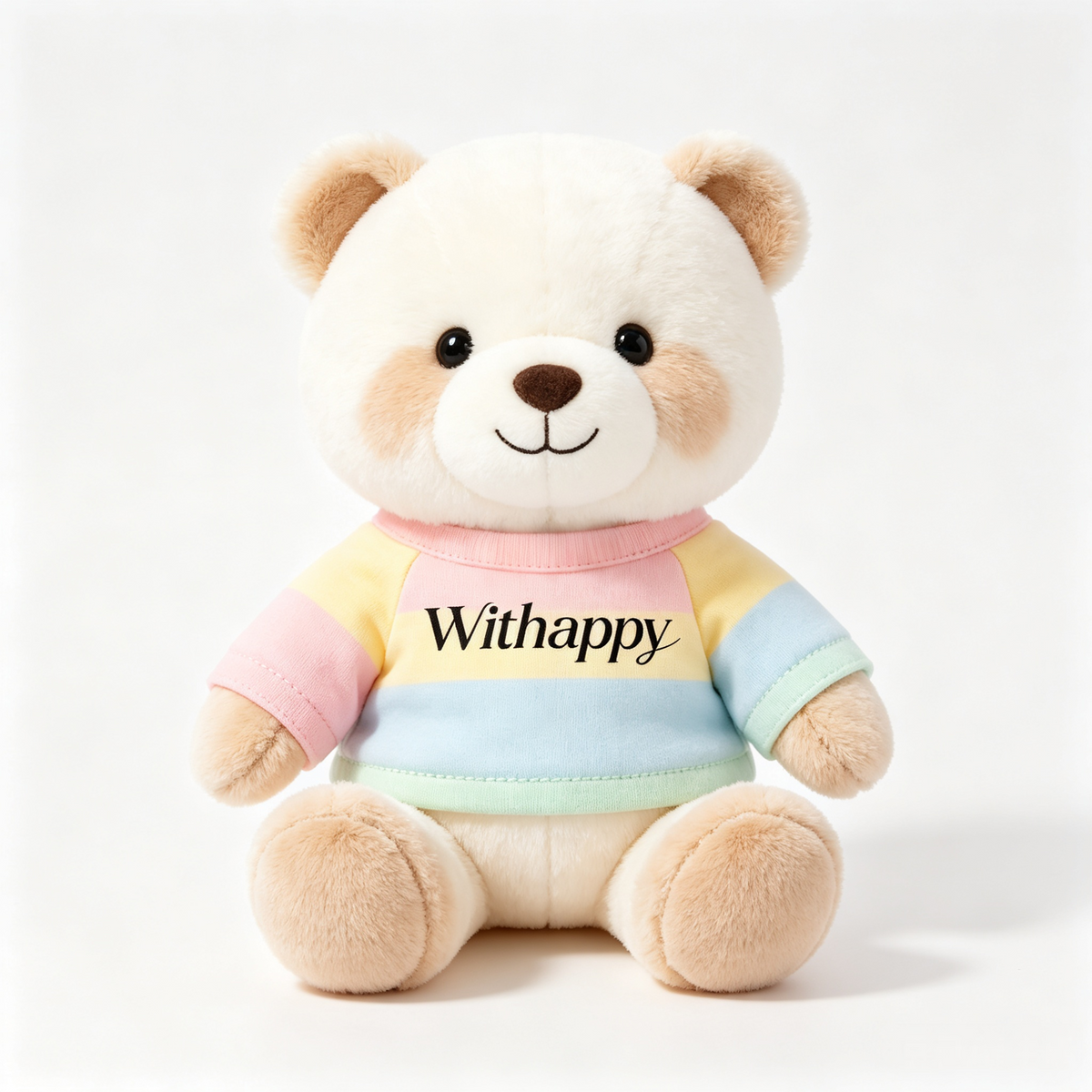 Withappy Cute Teddy Bear Plush Toy, Soft Stuffed Animal Bear with Colorful Striped Shirt, Gift Boxed Plush Doll for Kids & Adults