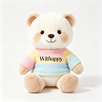 Withappy Cute Teddy Bear Plush Toy, Soft Stuffed Animal Bear with Colorful Striped Shirt, Gift Boxed Plush Doll for Kids & Adults