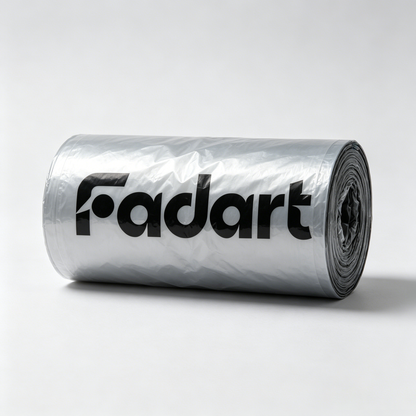 Fadart Silver Disposable Roll Trash Bags, 50 Count Heavy Duty Medium Garbage Bin Liners, Tear & Leak Resistant Waste Bags for Kitchen Bedroom Bathroom Office Medium Trash Cans