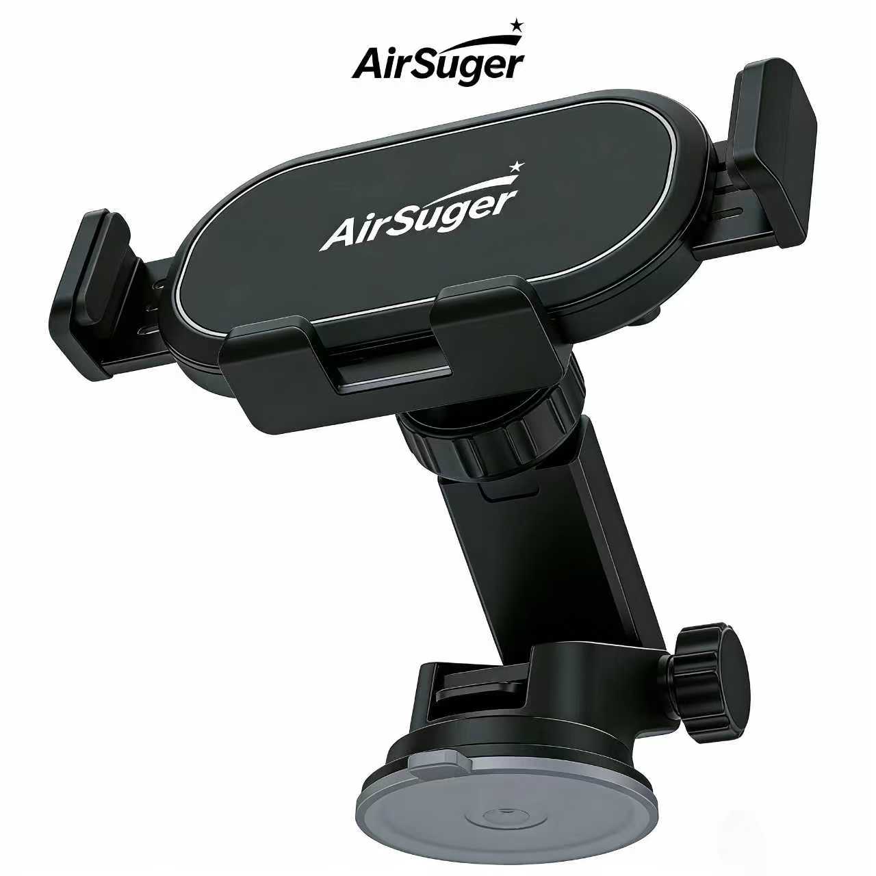 AirSuger Car Phone Mount, Universal Dashboard Windshield Phone Holder with Strong Suction Cup, Adjustable Hands-Free Cell Phone Stand for iPhone, Samsung, All Smartphones