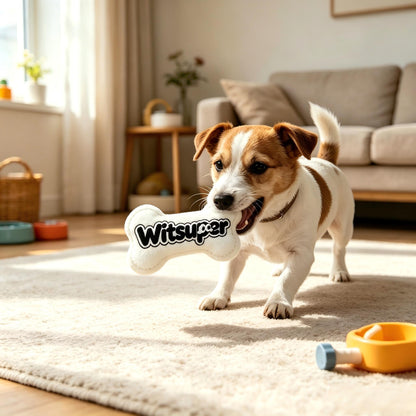 Witsuper Plush Bone Dog Toy, Soft Squeaky Stuffed Bone Chew Toy for Small Medium Dogs, Durable Interactive Puppy Toy for Teething, Indoor Play Pet Toy