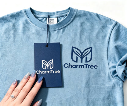 CharmTree Women's Crew‑Neck Short‑Sleeve T‑Shirt, Casual Relaxed‑Fit Everyday Tee, Soft Lightweight Dusty‑Blue Summer Top for Daily Travel Workout