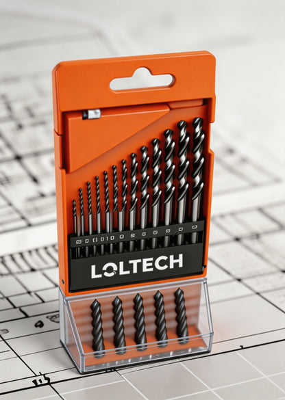 LOLTECH Drill Bits Set, Bits for Power Drills, Multi-Size High Speed Steel Twist Drill Bit Kit, Multipurpose Drilling Bits for Wood, Metal, Plastic, DIY Home & Construction Use