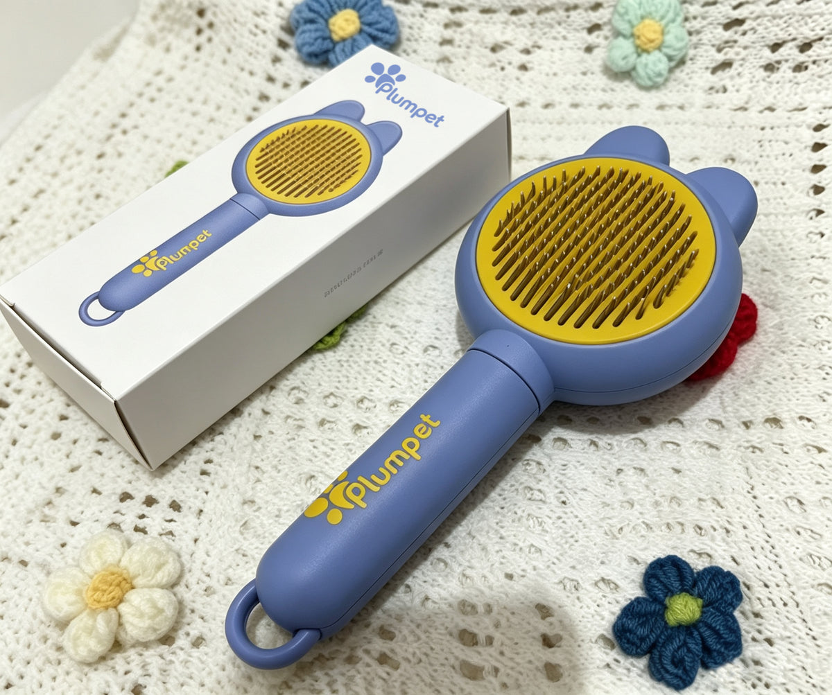 Plumpet Pet Brush, Self Cleaning Slicker Brush for Cats & Dogs, Detachable Design, Portable Pet Grooming Comb, Comes with Gift Box, Removable for Separate Packing