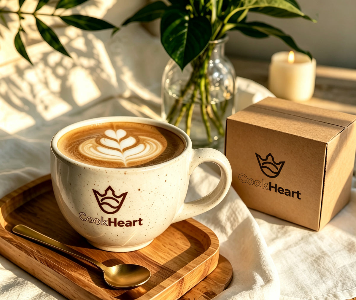 CookHeart Coffee Cups, Speckled Ceramic Latte Mug, Large Wide Mouth Coffee Mug for Cappuccino, Latte, Tea, Microwave & Dishwasher Safe, Home Office Coffee Cup with Gift Box