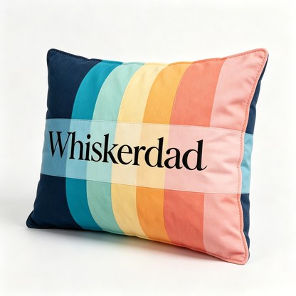 Whiskerdad Retro Rainbow Striped Decorative Throw Pillow, Soft Fabric Square Accent Pillow for Sofa Couch Bedroom Living Room, Vacuum Compressed Shipment Cushion