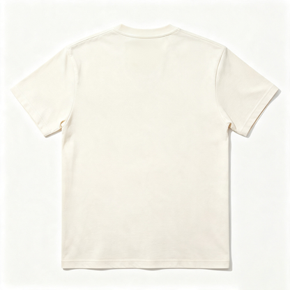 Eyeowl Cream White Casual Short Sleeve T‑Shirt, Soft Breathable Everyday Basic Tee With Chest Logo Graphic