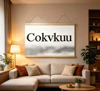 Cokvkuu Minimalist Art Print Poster with Wooden Hanger Frame, Neutral Abstract Wall Art, Framed Hanging Canvas Artwork for Living Room Bedroom Office Decor, Ready to Hang Home Decoration