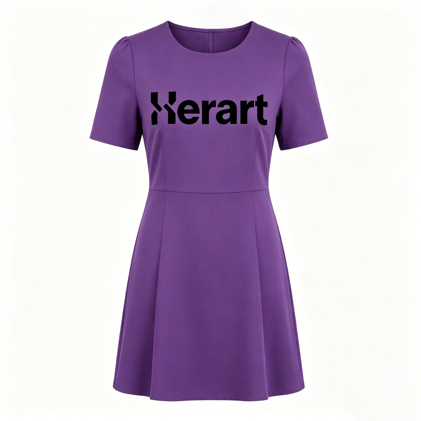 【Herart Logo Print Purple A-Line Dress】—— Bold Color & Flattering Silhouette