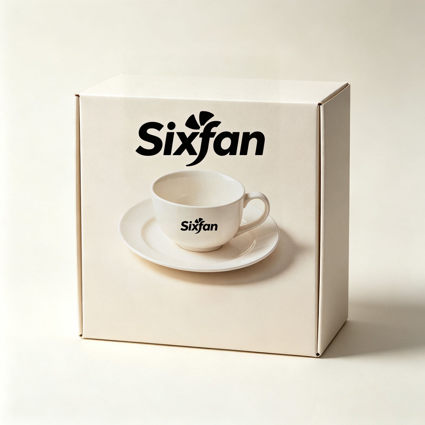 Sixfan Cream White Ceramic Coffee Cup and Saucer Set, Minimalist Round Coffee Mug for Breakfast Latte Cappuccino Home Office Decor Gift