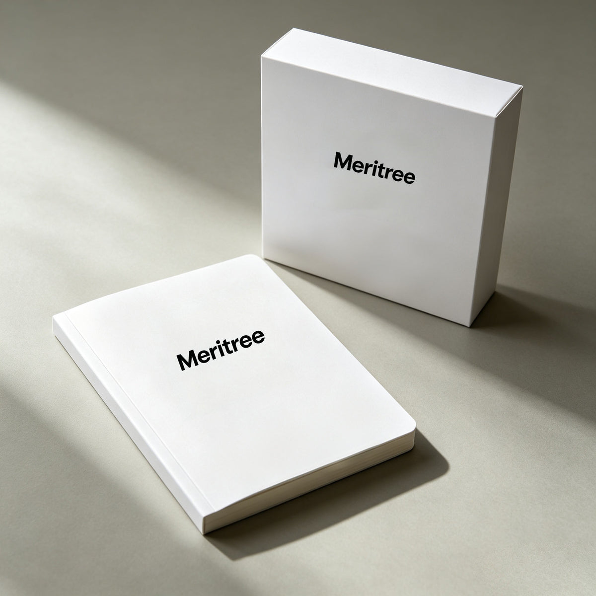 Meritree Hardcover Blank Notebook, Premium Thick‑Paper Unlined Journal, Classic Plain Writing Notepad for Office, School & Daily Planning, Gift‑Ready Notebook with Storage Box
