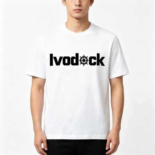 Ivodock Men’s Crew Neck Cotton Short Sleeve T-Shirt, Classic Ship Wheel Logo Graphic Tee, Loose Fit Casual Basic T Shirts for Daily Outdoor Sports