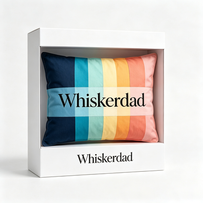 Whiskerdad Retro Rainbow Striped Decorative Throw Pillow, Soft Fabric Square Accent Pillow for Sofa Couch Bedroom Living Room, Vacuum Compressed Shipment Cushion