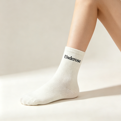 Underose Women’s Ribbed Crew Socks, 6 Pairs Soft Breathable Cotton Mid Calf Socks, Classic Neutral Casual Socks for Daily Wear Sports School Outfits