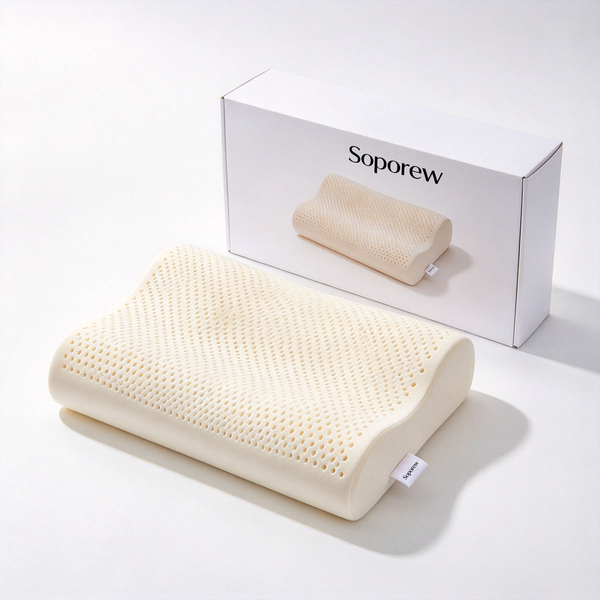 Soporew Contour Latex Pillow, Breathable Support Pillow for Neck Pain Relief, Sleep Pillow for Side Back Stomach Sleepers