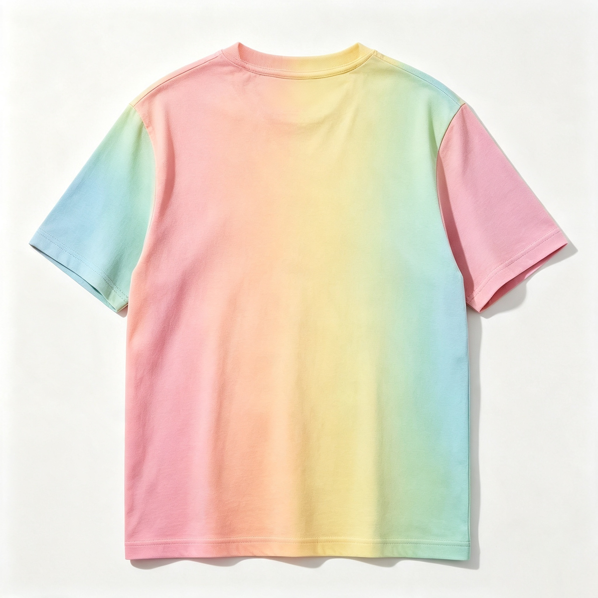 Rarestory Pastel Rainbow Gradient Tie‑Dye Short Sleeve T‑Shirt, Crew Neck Soft Cotton‑Blend Unisex Casual Everyday Tee