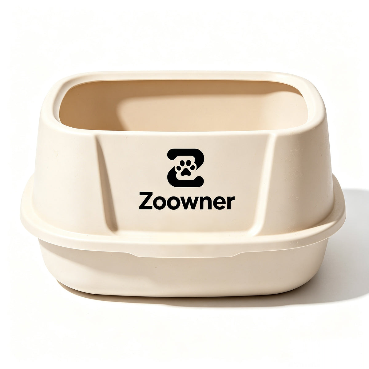 Zoowner Open Top Cat Litter Box, High Side Anti‑Scatter Cat Litter Pan for Indoor Cats, Spacious Large Size Easy Clean Kitty Litter Tray