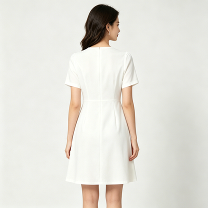 【CoraEra Logo Print A-Line Dress】—— Minimalist Elegance for Everyday & Special Occasions