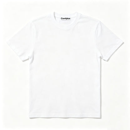 Comfplus Men's Short Sleeve Crew Neck T-Shirt, Solid White Basic Casual Tee, Soft Breathable Cotton T Shirt for Daily Wear Outdoor Activities