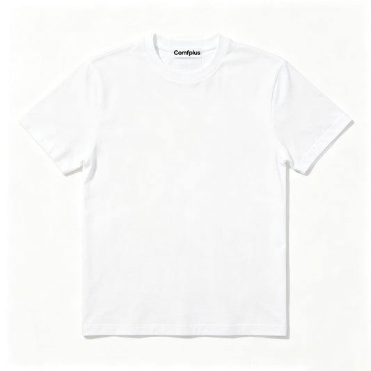 Comfplus Men's Short Sleeve Crew Neck T-Shirt, Solid White Basic Casual Tee, Soft Breathable Cotton T Shirt for Daily Wear Outdoor Activities