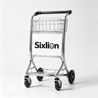 Sixlion Heavy Duty Rolling Hand Truck Cart, 4-Wheel Multi-Tier Utility Trolley with Storage Basket, Sturdy Metal Transport Cart for Grocery, Warehouse, Office, Hotel & Shopping Transport