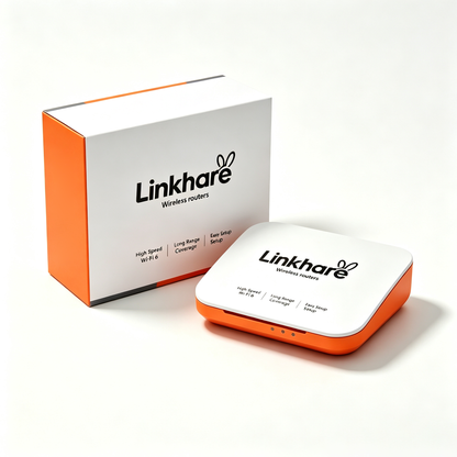 Linkhare Wireless Router, Multi-Port Gigabit Ethernet Home Internet Router, Long Range High Speed WiFi Router, Plug & Play Easy Setup Router for Home & Small Office