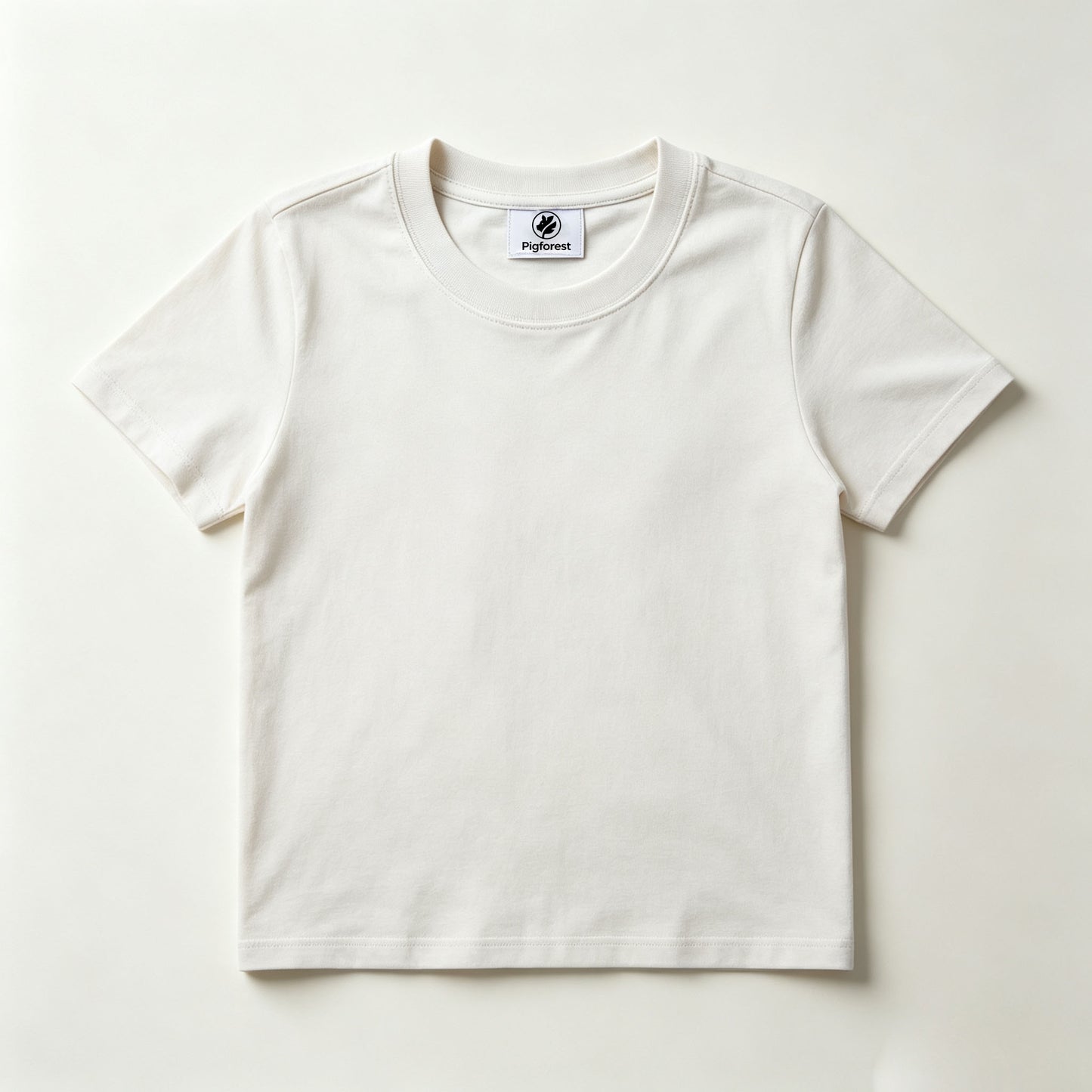 Pigforest Cream‑White Crew‑Neck Short Sleeve T‑Shirt, Soft Premium Cotton Casual Basic Tee
