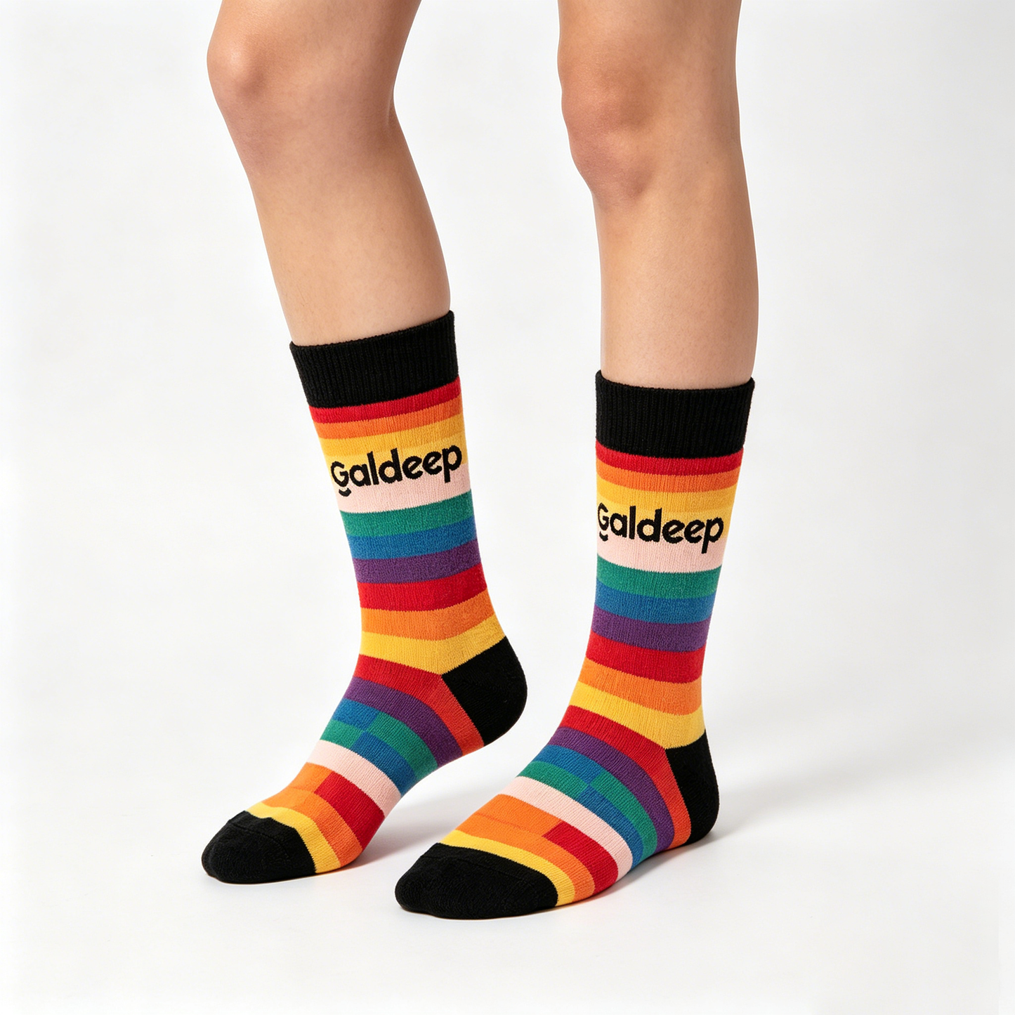 Galdeep Rainbow Striped Crew Socks for Men & Women, Soft Cotton Colorful Casual Socks, Fun Novelty Socks for Everyday Wear, Pride & Gift