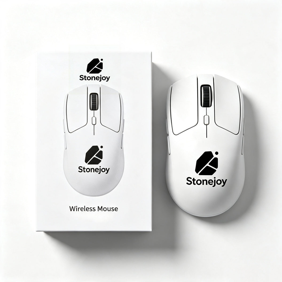 Stonejoy White Wireless Gaming Mouse, Multi‑Mode Rechargeable Ergonomic PC Mouse