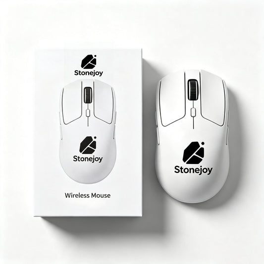 Stonejoy White Wireless Gaming Mouse, Multi‑Mode Rechargeable Ergonomic PC Mouse