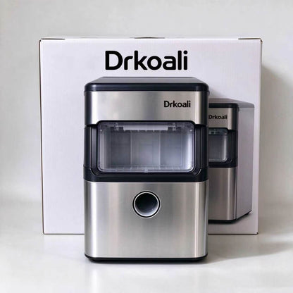 Drkoali Countertop Ice Maker Machine, Fast Ice Making Portable Stainless Steel Ice Machine, Compact Ice Maker for Home Kitchen Office Bar Party Camping