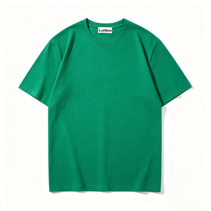Leftlion Men's Short Sleeve Crew Neck T-Shirt, Solid Green Basic Casual Tee, Soft Breathable Cotton T Shirt for Daily Wear Outdoor Activities