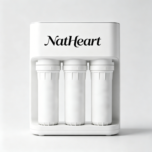 NatHeart 3-Stage Under Sink Water Filtration System, Ultra Pure Drinking Water Filter for Home Kitchen, Removes Chlorine, Heavy Metals, Sediments & Bad Odor, Easy Replace Filter Cartridges, No Power Required