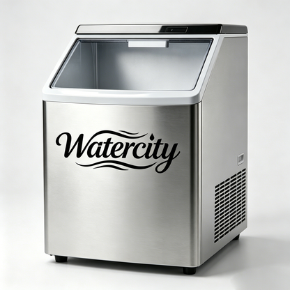 Watercity Ice Maker Machine, 24H Stainless Steel Countertop Ice Machine, 24pcs/12Mins Quick Ice Making, Auto Clean, Portable Ice Maker with Scoop & Basket for Home, Bar, Restaurant, Office