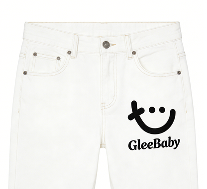 【GleeBaby Smiley Logo Straight-Leg Jeans】—— Casual & Playful Wardrobe Staple