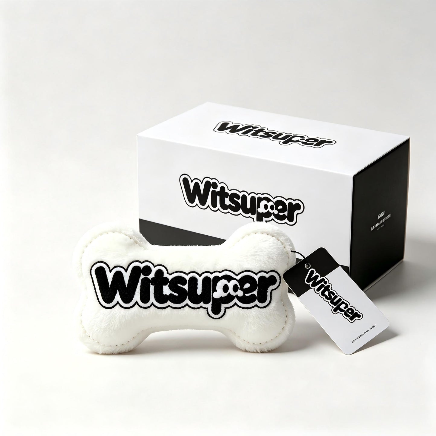 Witsuper Plush Bone Dog Toy, Soft Squeaky Stuffed Bone Chew Toy for Small Medium Dogs, Durable Interactive Puppy Toy for Teething, Indoor Play Pet Toy