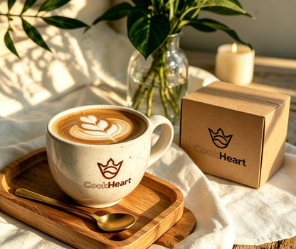 CookHeart Coffee Cups, Speckled Ceramic Latte Mug, Large Wide Mouth Coffee Mug for Cappuccino, Latte, Tea, Microwave & Dishwasher Safe, Home Office Coffee Cup with Gift Box
