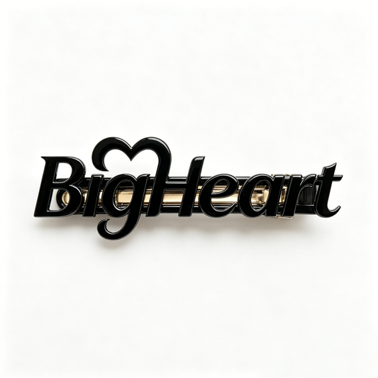 BigHeart Letter Hair Barrettes for Women, Glossy Black Metal Spring Hair Clip, Cute Heart Accent Hair Barrette, Fashion Side Hair Pins for Daily Makeup Party Dating Hair Accessories Gift for Girls
