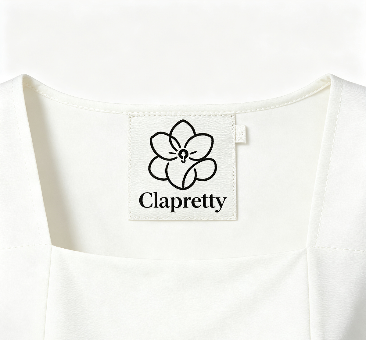 Clapretty Solid White Short Sleeve Mini Dress, Elegant Square Neck Casual Party A‑Line Dress for Women