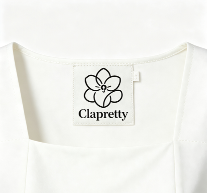Clapretty Solid White Short Sleeve Mini Dress, Elegant Square Neck Casual Party A‑Line Dress for Women