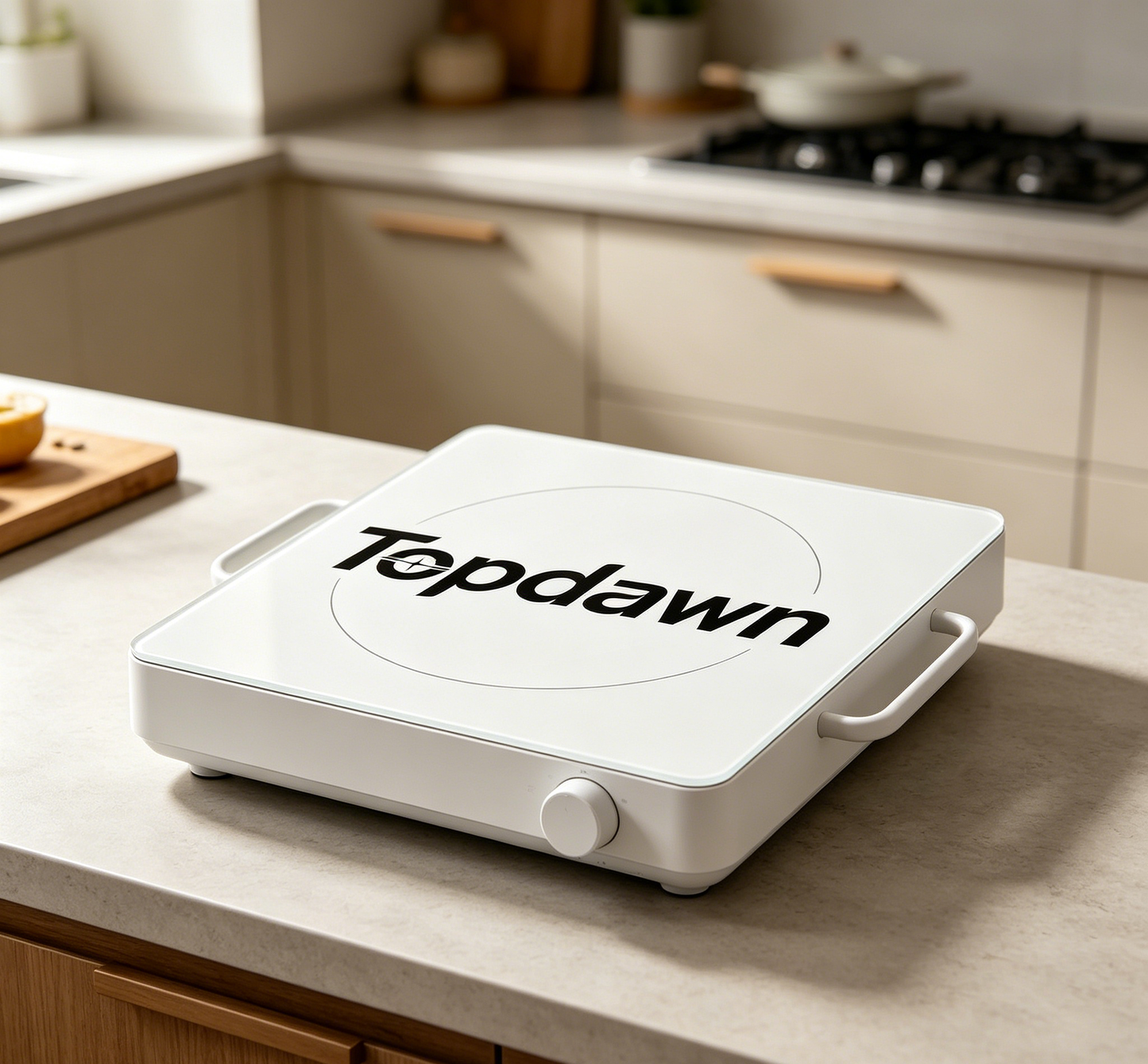 Topdawn Portable Single Burner Induction Cooktop, Adjustable Knob Control Electric Induction Cooker, Glass Surface Countertop Hot Plate, Energy Efficient Compact Induction Stove for Kitchen RV Camping Dorm Apartment