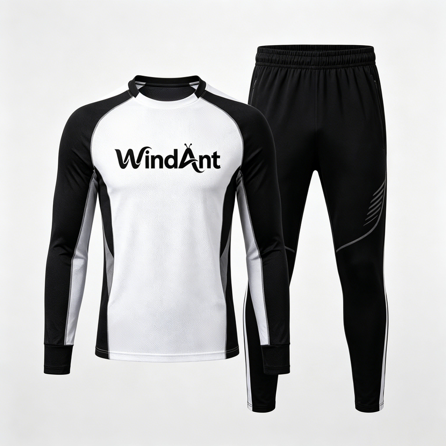 WindAnt Men’s 2 Piece Tracksuit, Long Sleeve Athletic T-Shirt + Jogger Pants Set, Quick Dry Workout Sweat Suit for Soccer Running Training