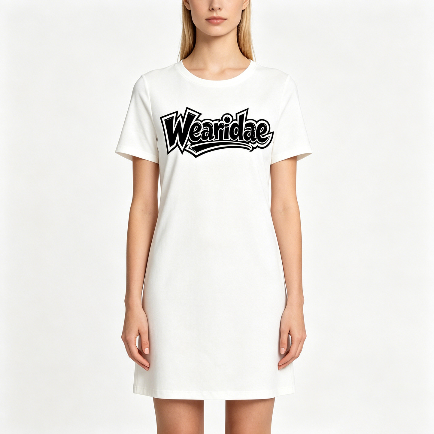 Wearidae Women's Short Sleeve Mini T-Shirt Dress, Casual Crew Neck Loose Fit Above Knee Tee Dress, Everyday Basic Soft Short Dress for Summer Daily Wear
