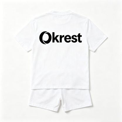 Okrest Men's Cotton Short Sleeve Pajama Set, Crew Neck T-Shirt & Elastic Waist Shorts, Breathable Summer Loungewear Sleepwear