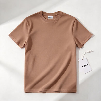 Lakiein Men Solid Color Short Sleeve T-Shirt, Crew Neck Soft Breathable Basic Casual Tee for Daily Wear
