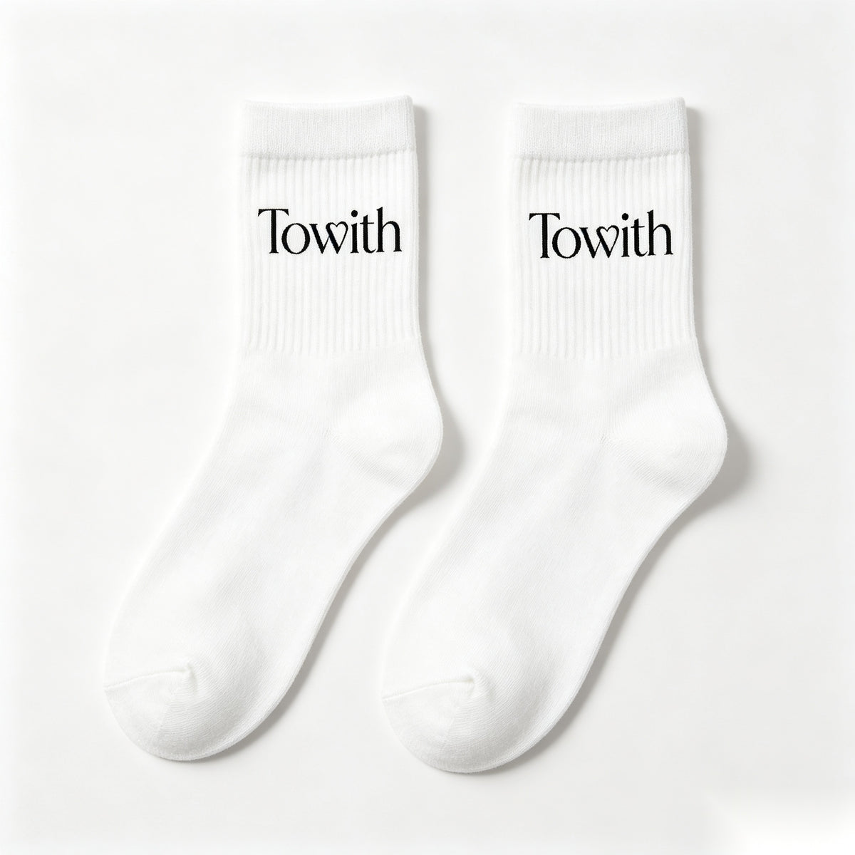 Towith Cotton Crew Socks 6 Pairs, Vertical Rib Mid-Calf Casual Socks, Breathable Non-Sagging Comfort Cotton Socks, Daily Fashion Mid Socks