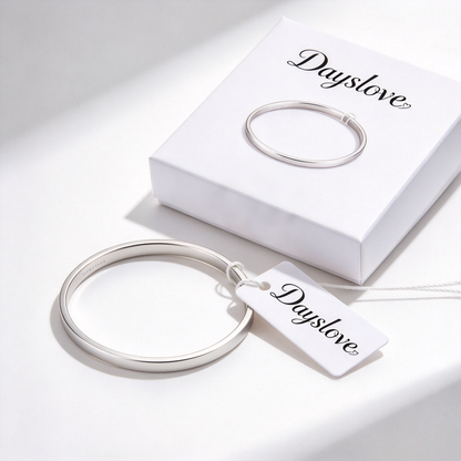 Dayslove Classic Bangle Bracelet, Minimalist Polished Silver-Tone Cuff Bangle, Elegant Smooth Metal Bracelet Jewelry Gift for Women Daily Wear