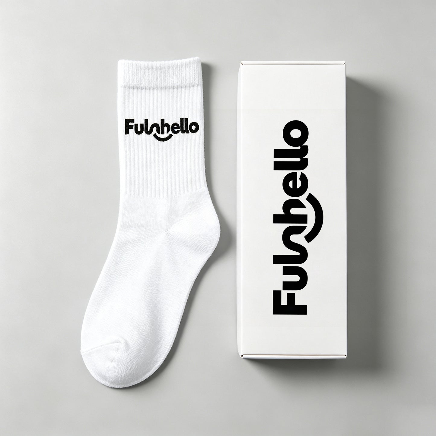 Funhello Men White Crew Socks, Soft Breathable Athletic Mid Calf Socks Casual Daily Wear 6 Pairs Pack