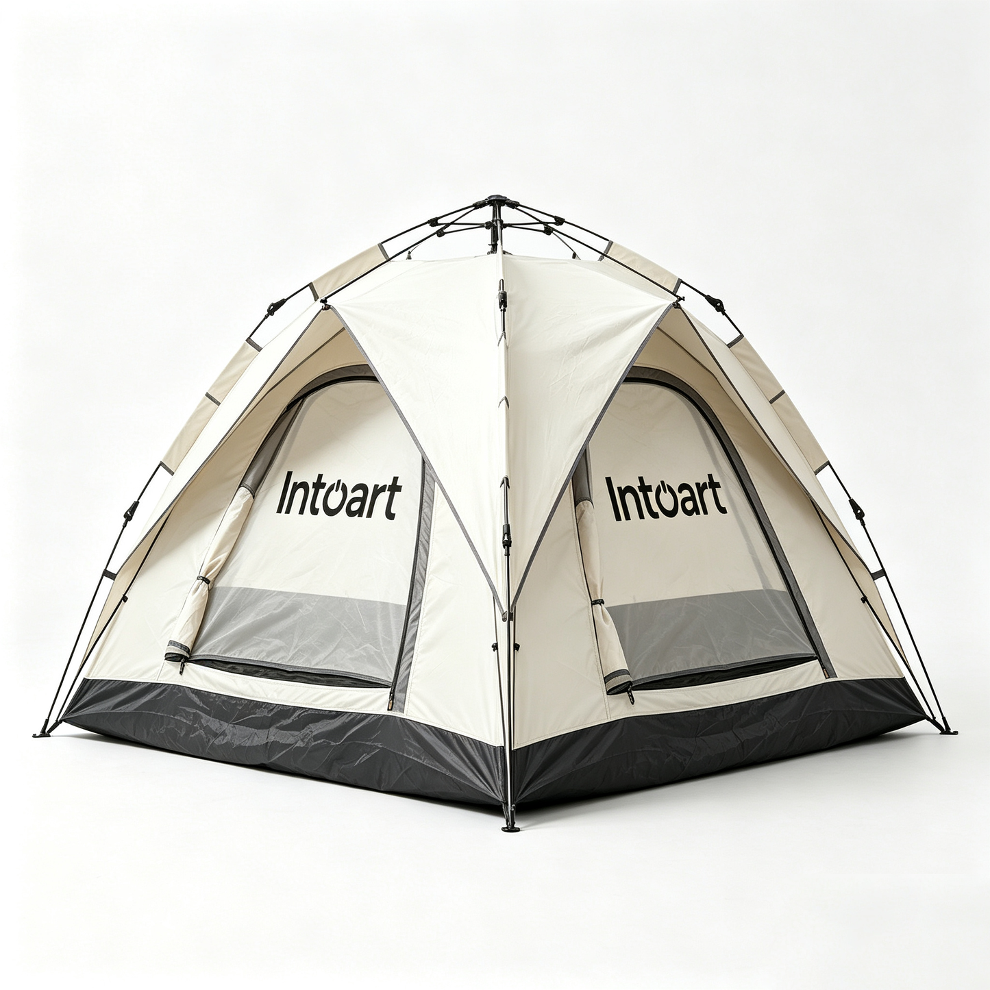 Intoart Dual Mesh Door Quick Setup Family Camping Tent, UV Protection Waterproof Lightweight Tent for Beach Hiking Picnic Travel