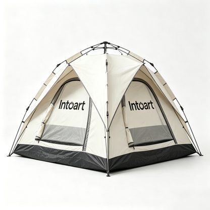 Intoart Dual Mesh Door Quick Setup Family Camping Tent, UV Protection Waterproof Lightweight Tent for Beach Hiking Picnic Travel
